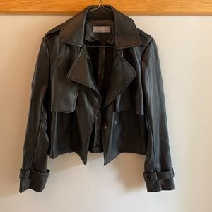 Faux leather cropped jacket
